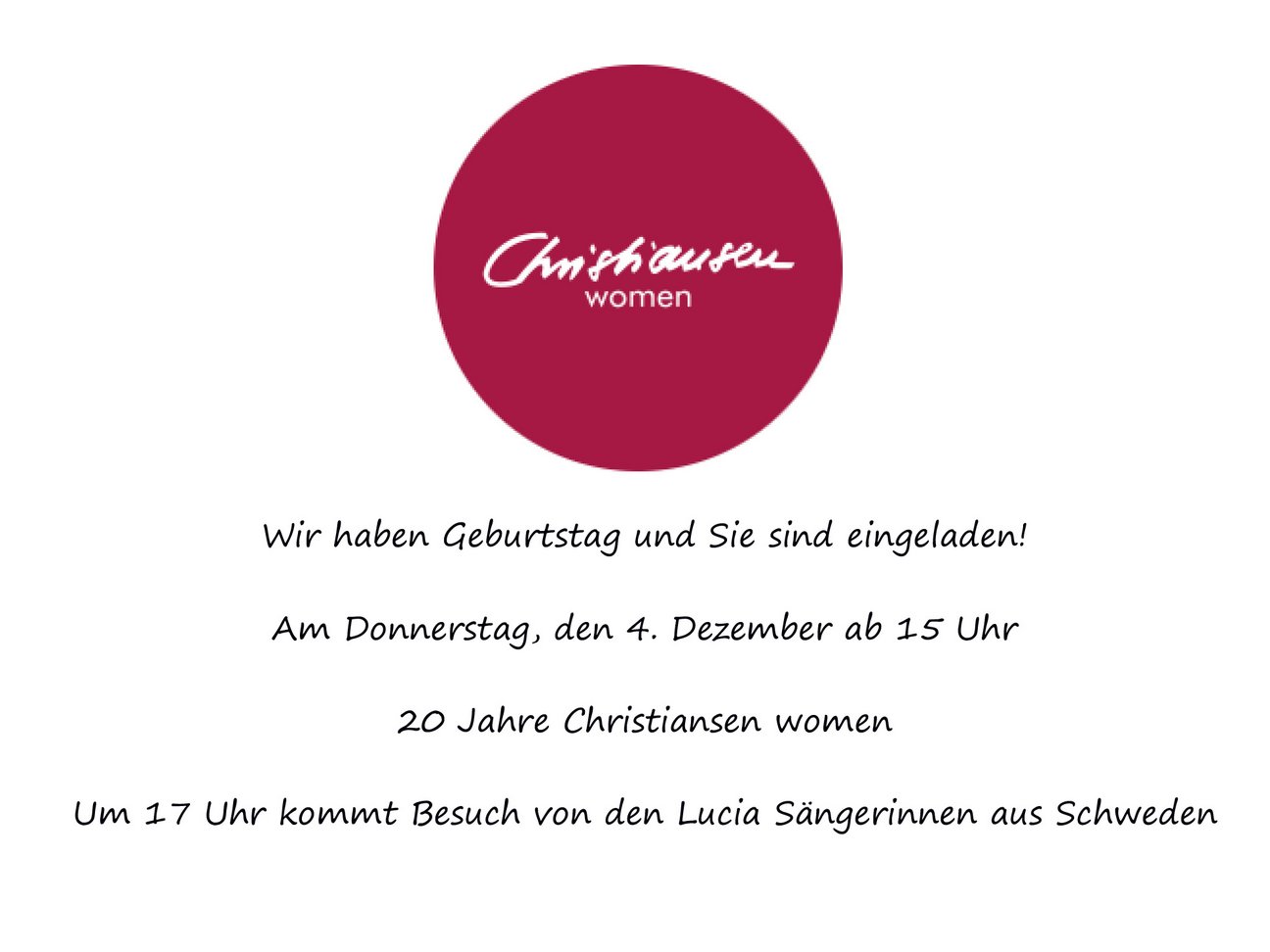 Einladung 20 Jahre Christiansen women in Bremen